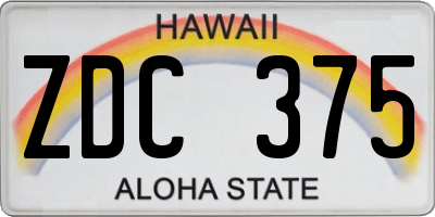 HI license plate ZDC375