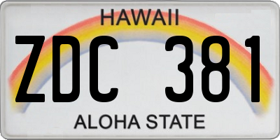 HI license plate ZDC381