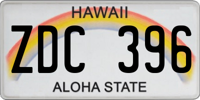 HI license plate ZDC396
