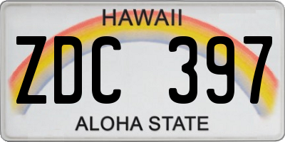HI license plate ZDC397