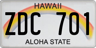 HI license plate ZDC701