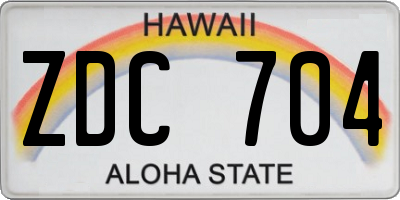 HI license plate ZDC704