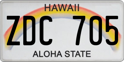 HI license plate ZDC705