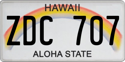 HI license plate ZDC707