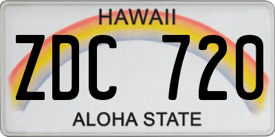HI license plate ZDC720