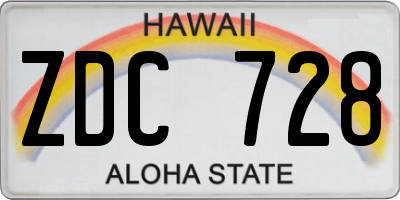 HI license plate ZDC728