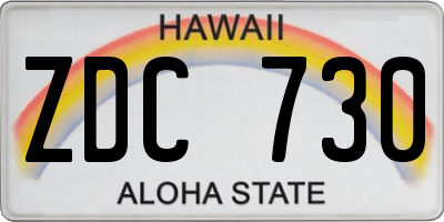 HI license plate ZDC730