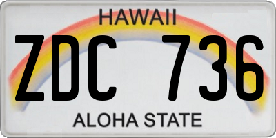 HI license plate ZDC736