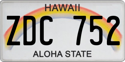 HI license plate ZDC752