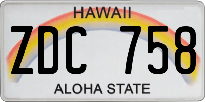 HI license plate ZDC758