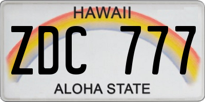 HI license plate ZDC777