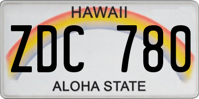 HI license plate ZDC780