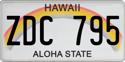 HI license plate ZDC795