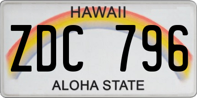 HI license plate ZDC796