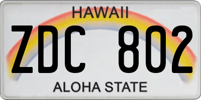 HI license plate ZDC802