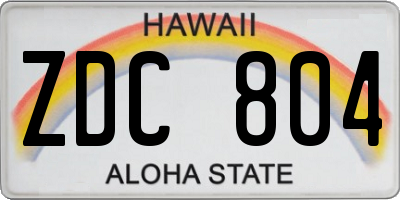 HI license plate ZDC804