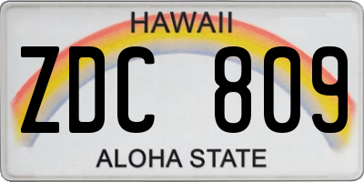 HI license plate ZDC809