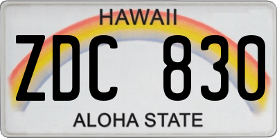 HI license plate ZDC830
