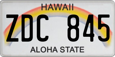 HI license plate ZDC845