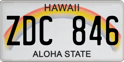 HI license plate ZDC846