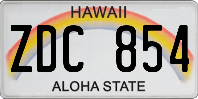 HI license plate ZDC854