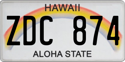 HI license plate ZDC874
