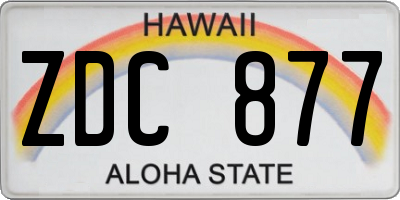 HI license plate ZDC877