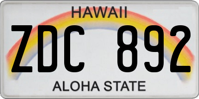 HI license plate ZDC892
