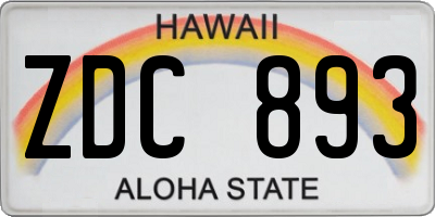 HI license plate ZDC893
