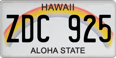 HI license plate ZDC925