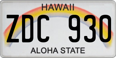 HI license plate ZDC930