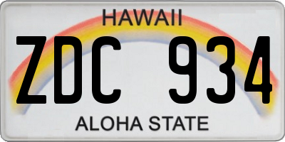 HI license plate ZDC934
