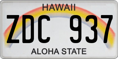 HI license plate ZDC937