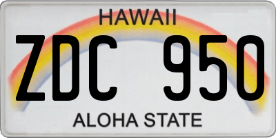 HI license plate ZDC950