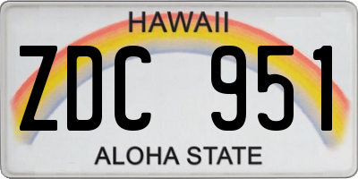 HI license plate ZDC951