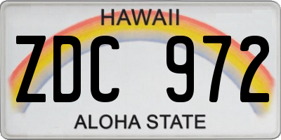 HI license plate ZDC972