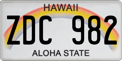 HI license plate ZDC982
