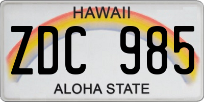 HI license plate ZDC985
