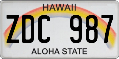 HI license plate ZDC987
