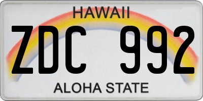 HI license plate ZDC992