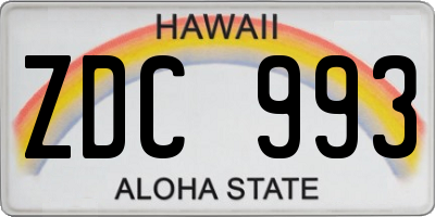 HI license plate ZDC993
