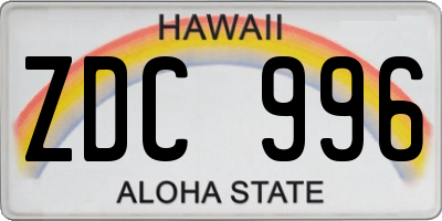 HI license plate ZDC996