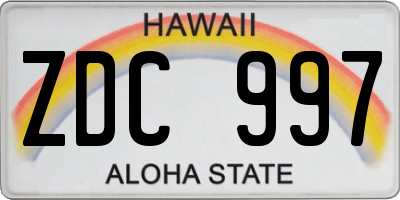HI license plate ZDC997