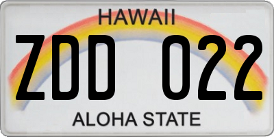 HI license plate ZDD022
