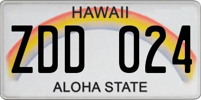 HI license plate ZDD024