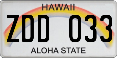 HI license plate ZDD033