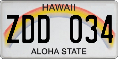 HI license plate ZDD034
