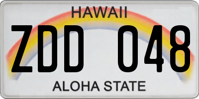 HI license plate ZDD048
