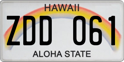 HI license plate ZDD061