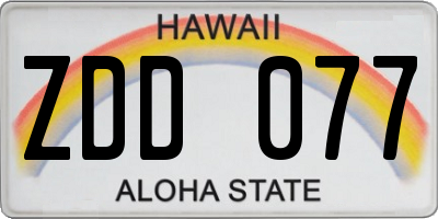 HI license plate ZDD077